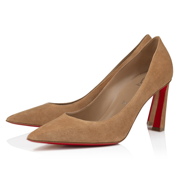 Christian Louboutin Condora 85 Lionne Beige Brown Suede Pointed Toe Heel Pump 39